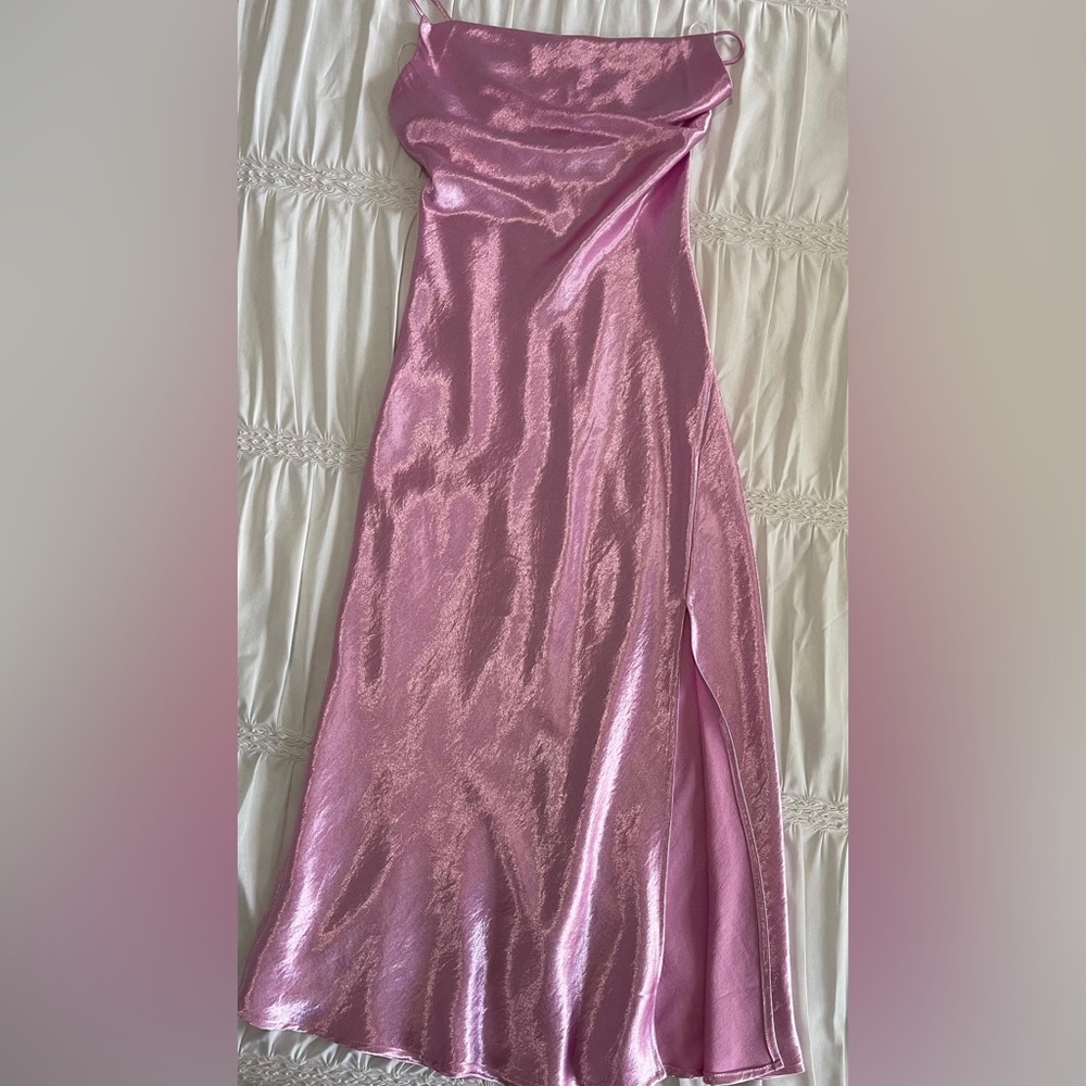 AKIRA Pink Cowl Neck Maxi Dress